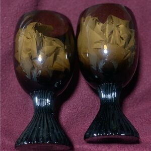 Elegant Black and Brown Glass Goblets